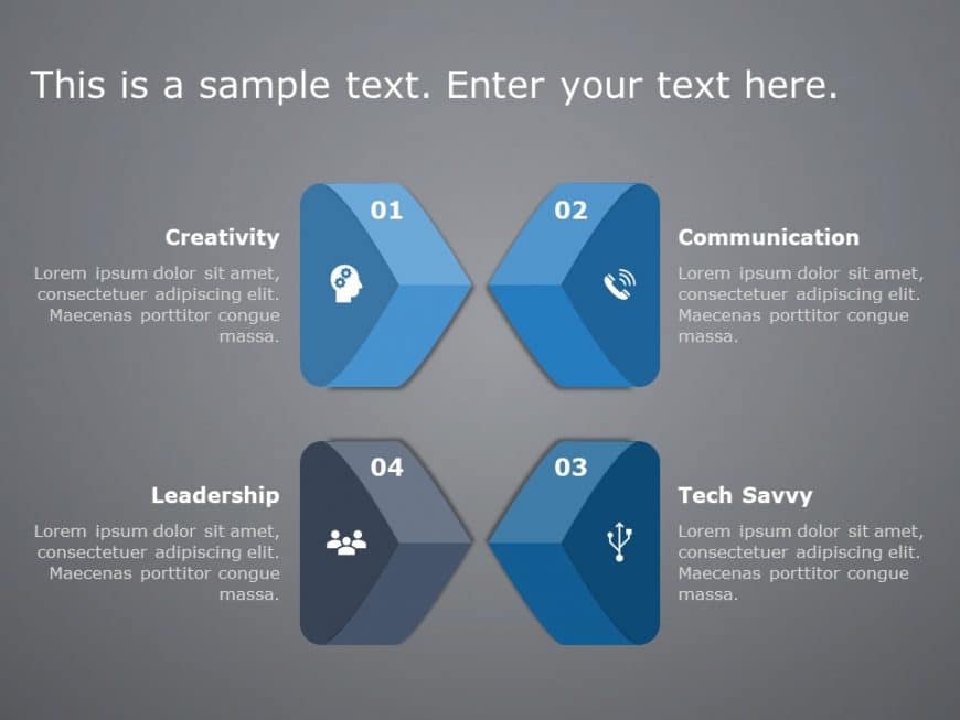 3D Chevron 4 Steps PowerPoint Template