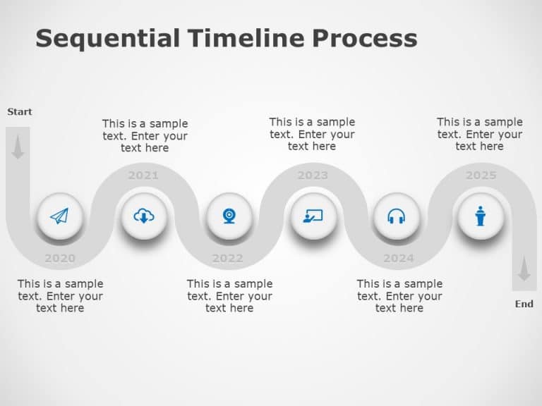 Free Sequential Timeline Process Diagram 2 PowerPoint Template