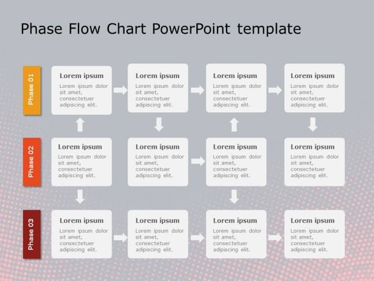 Phase Flow Chart Horizontal PowerPoint Template