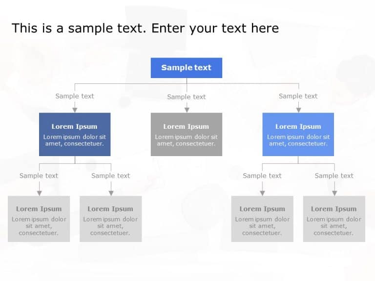 Powerpoint Three Levels Rectangle Nodes Tree Org Chart PowerPoint Template & Google Slides Theme