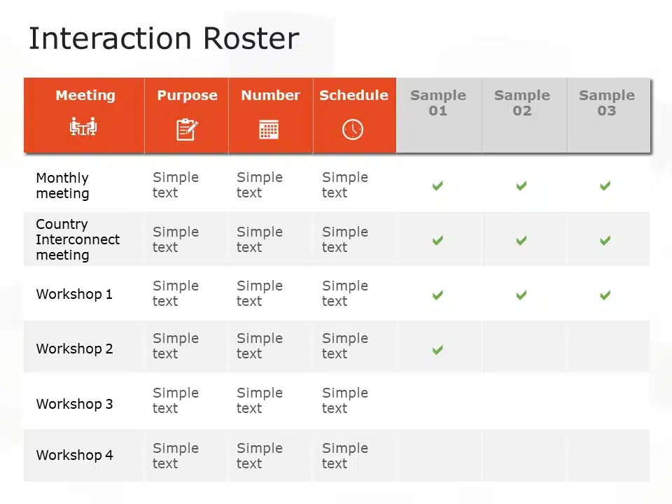 Interaction Roster PowerPoint Template & Google Slides Theme