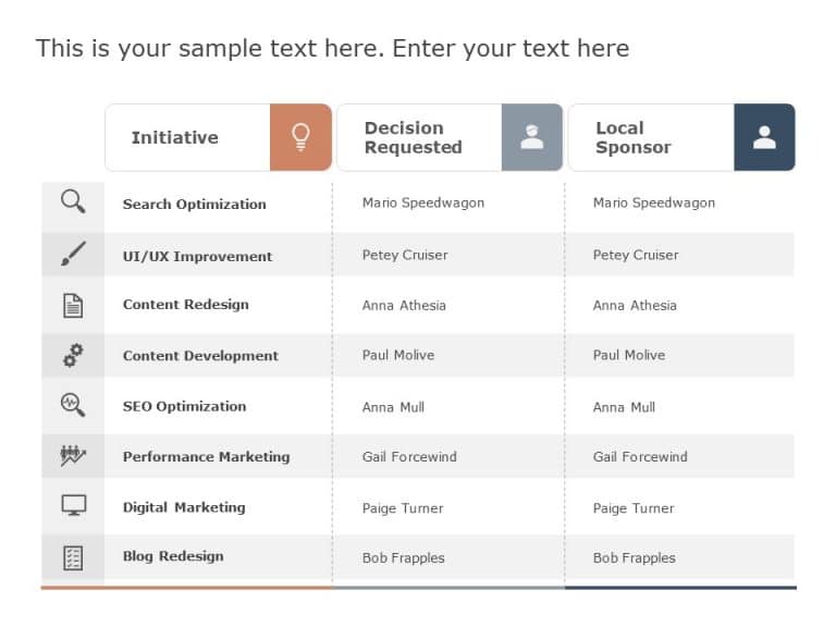 Key Initiatives Stakeholders PowerPoint Template & Google Slides Theme