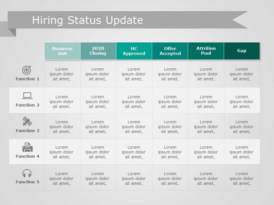 Resource Update Table Format Hiring Status Update PowerPoint Template