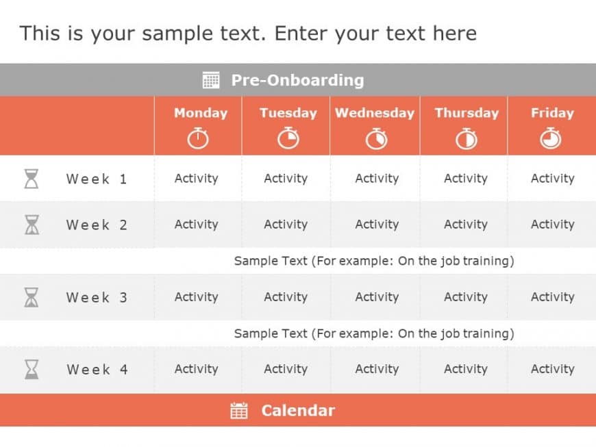 Induction Training Calendar PowerPoint Template