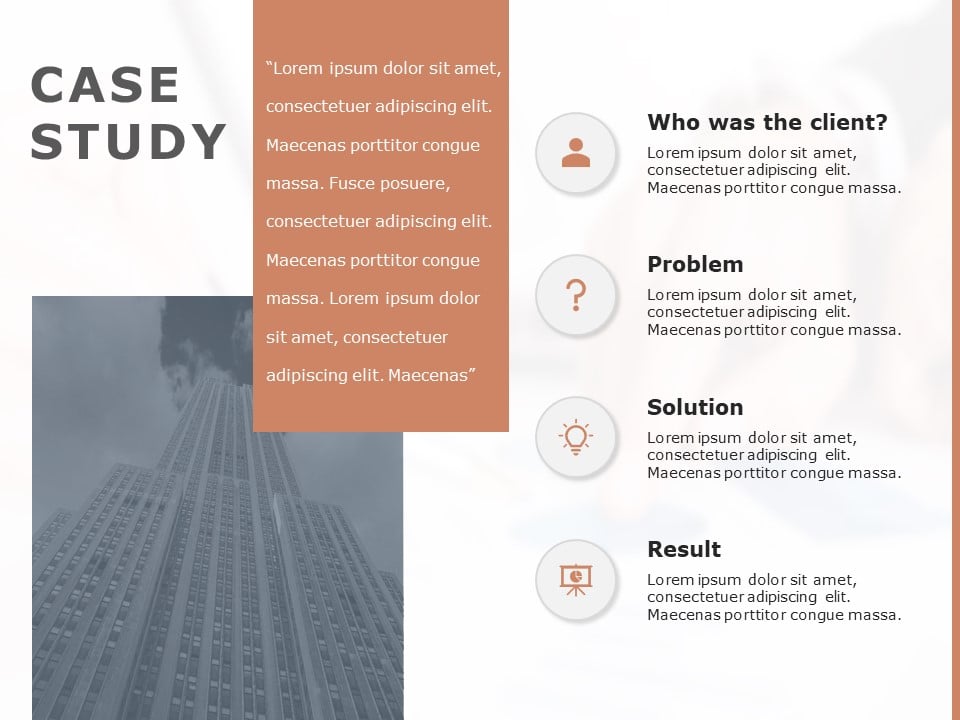 Free Orange and Gray Case Study Analysis Layout Powerpoint Template