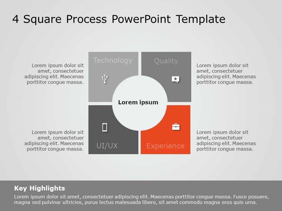 Product Characteristics Square PowerPoint Template