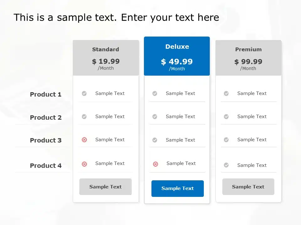 Product Comparison 3 PowerPoint Template & Google Slides Theme