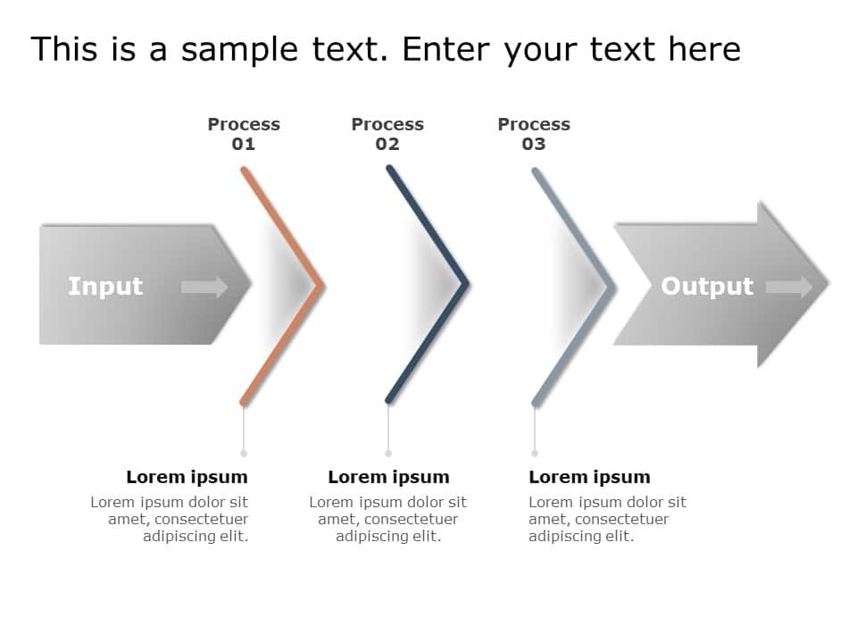 Gray Gradient Input-Output Process Flow Diagram Powerpoint Template