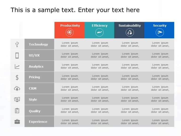 Product Features Table PowerPoint Template & Google Slides Theme 1