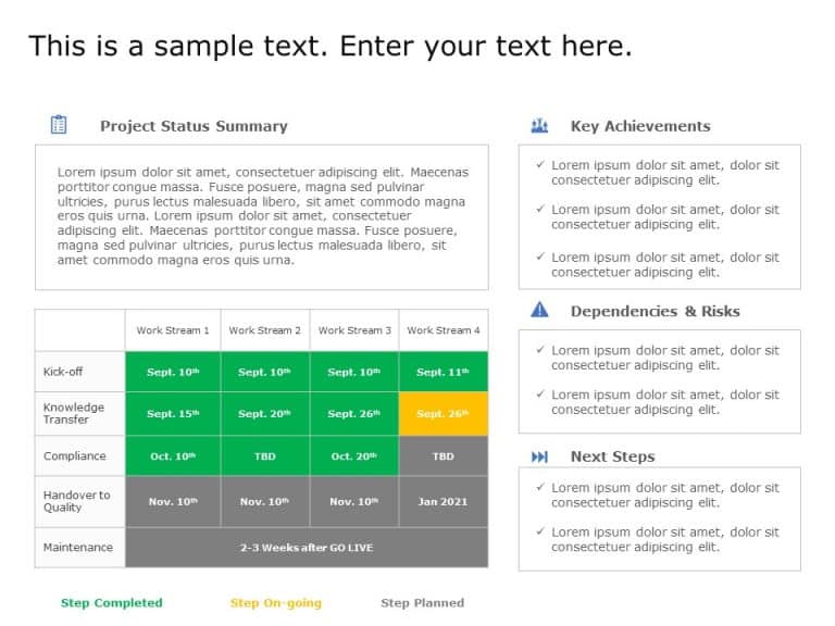 Project Status Summary Update PowerPoint Template
