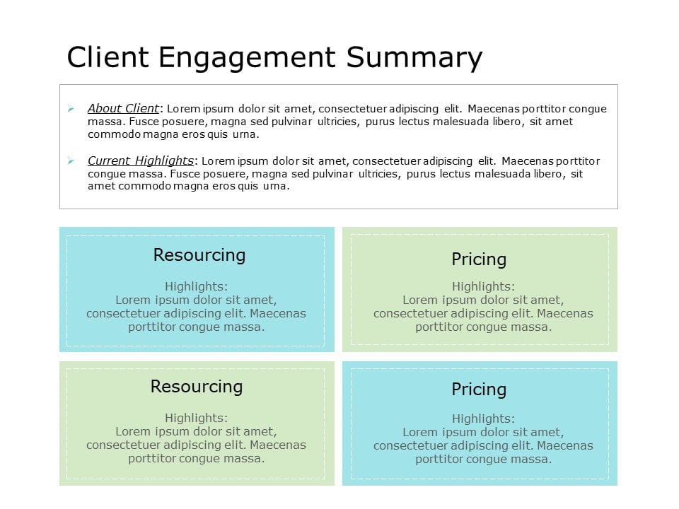 Client Color Summery Example Client Engagement Summary PowerPoint Template