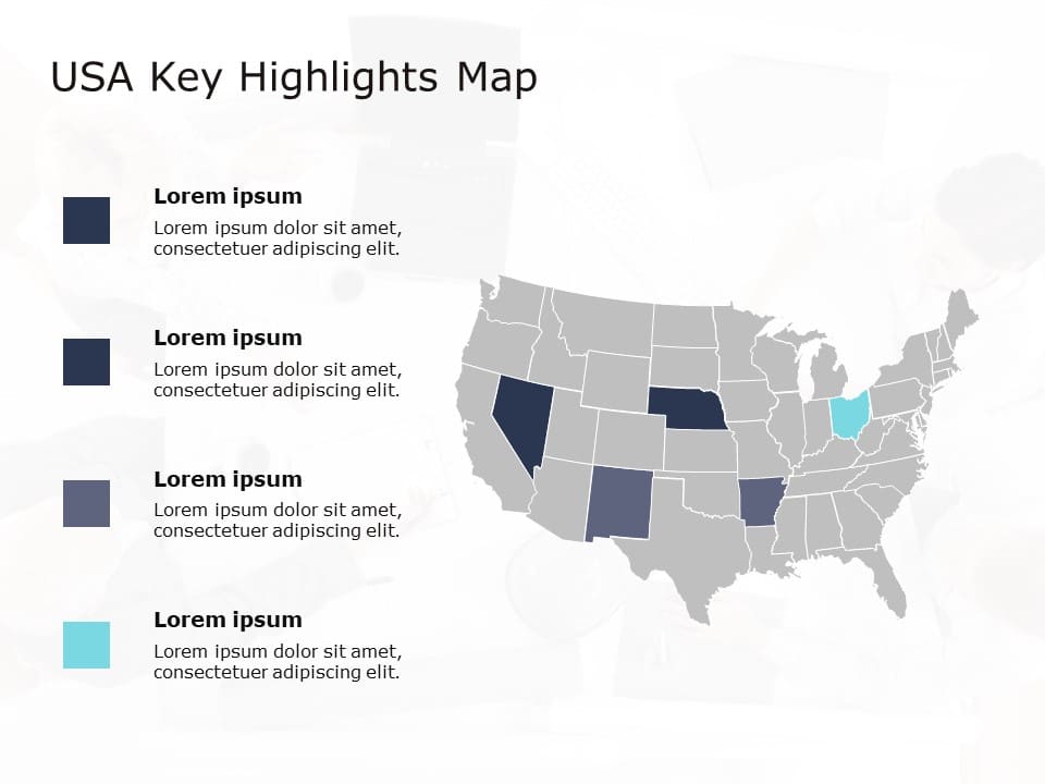 USA Map 6 PowerPoint Template