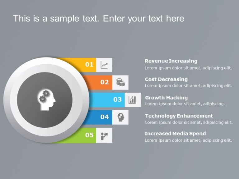 5 Steps Bar Strategy PowerPoint Template & Google Slides Theme