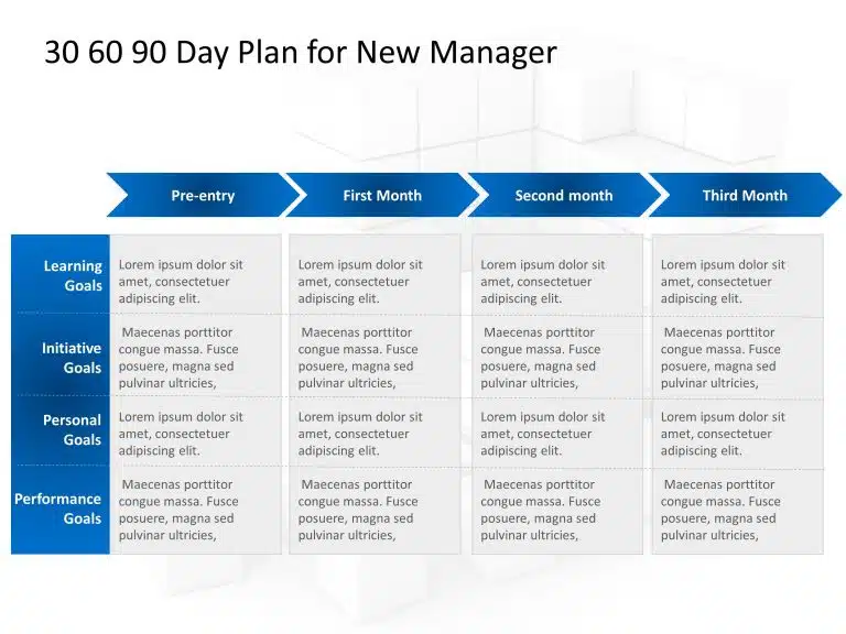 30 60 90 Day Plan For New Manager PowerPoint Template