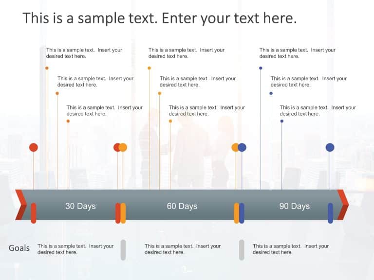 Colorful Milestone Timeline for 30-60-90 Day Goals Powerpoint Template