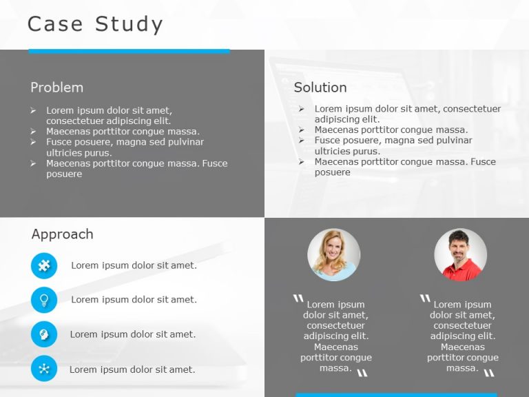 Gray and Blue Case Study Problem-Solution Layout Presentation Template