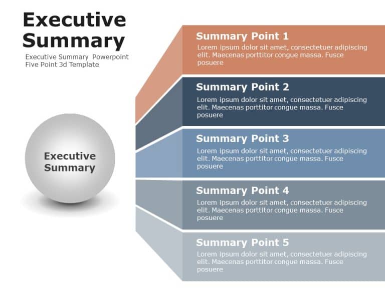 Executive Summary Five Point 3d PowerPoint Template