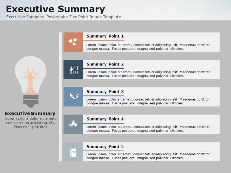 Executive Summary Five Point Image 1 PowerPoint Template & Google Slides Theme