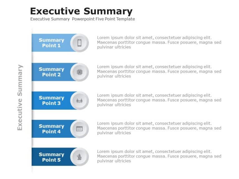 Executive Summary Five Point PowerPoint Template 1