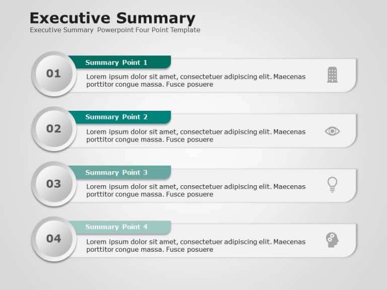 Executive Summary Four Point 1 PowerPoint Template & Google Slides Theme