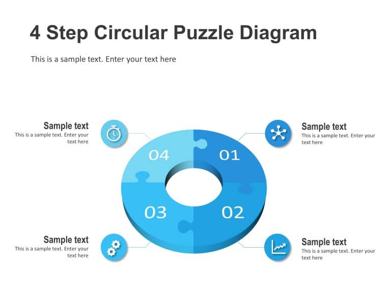 4 Step Circular Puzzle Diagram PowerPoint Template & Google Slides Theme