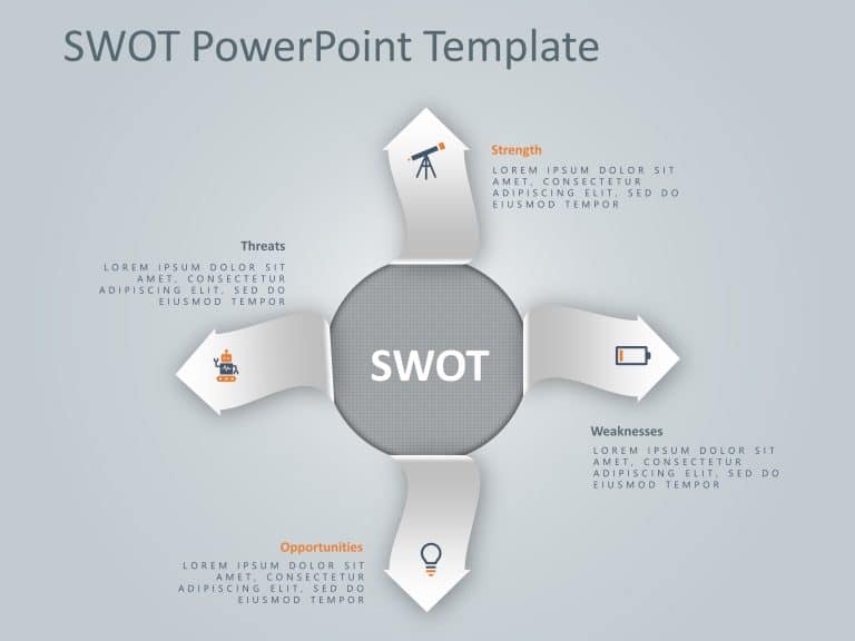 4 Steps Arrows SWOT PowerPoint Template & Google Slides Theme