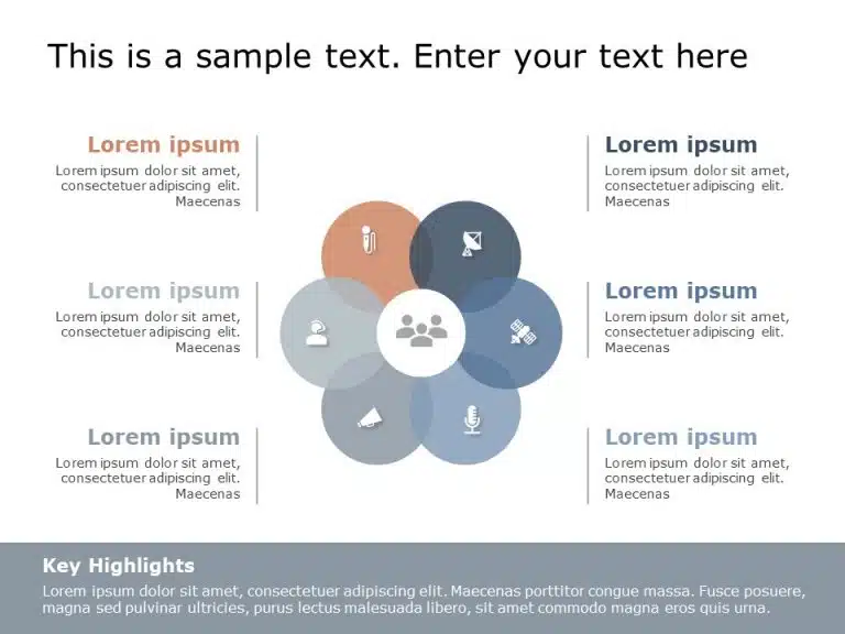 6 Circles Venn Diagram PPT PowerPoint Template