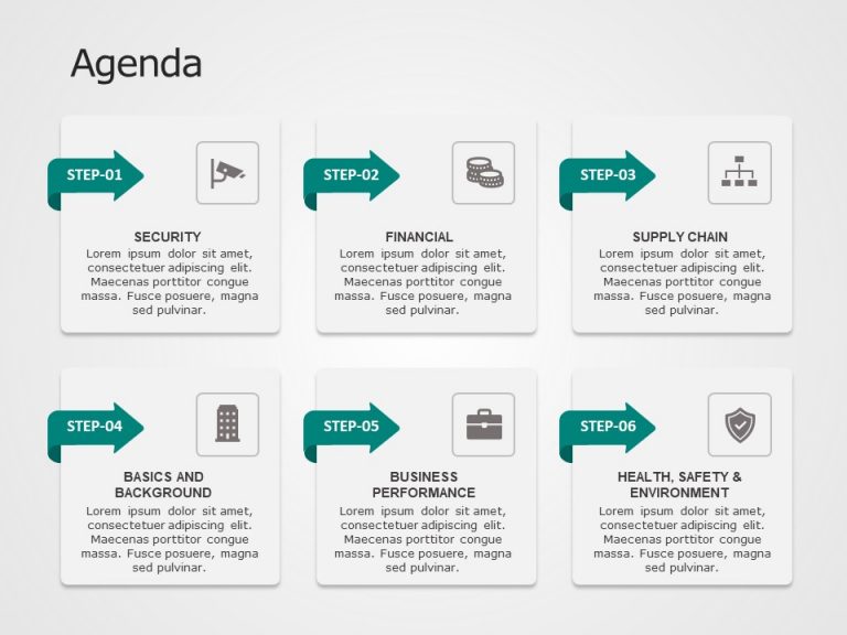 Agenda 6 Steps PowerPoint Template & Google Slides Theme