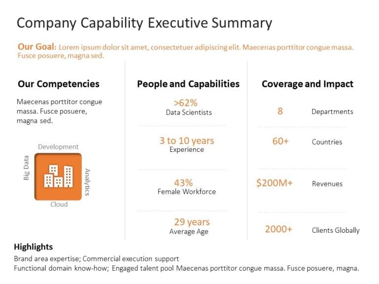 Company Capability Executive Summary PowerPoint Template & Google Slides Theme