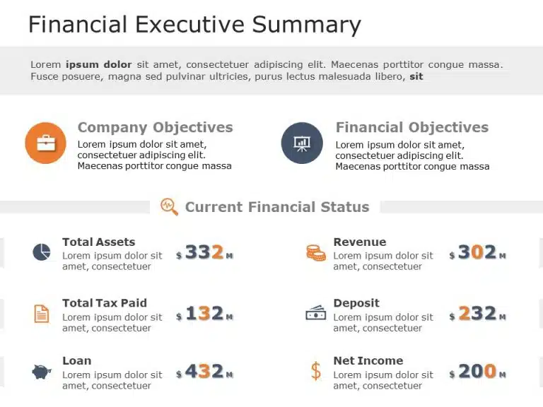 Financial Executive Summary Presentation Template