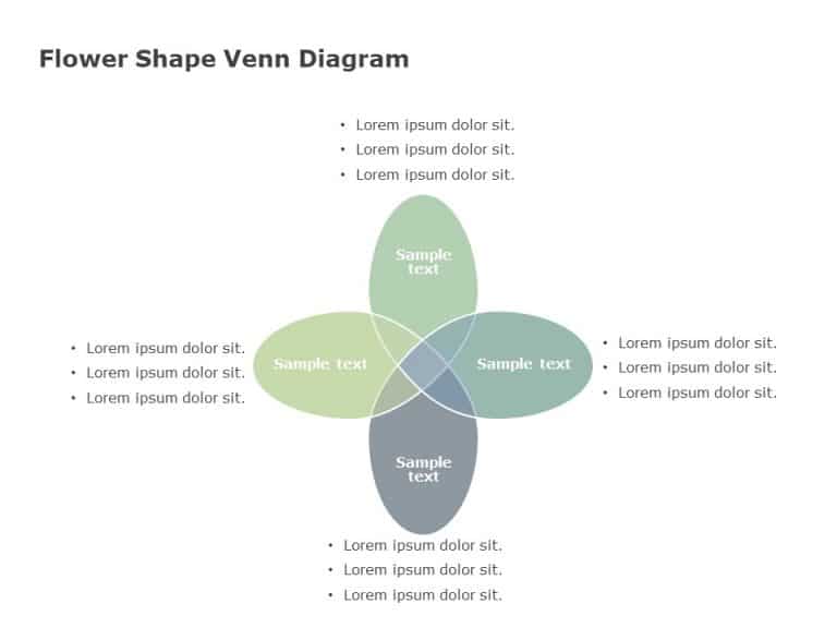 Flower Shape Venn Diagram PowerPoint Template