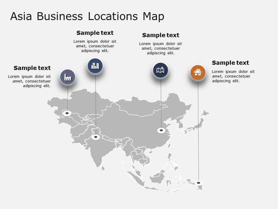 Asia Map 4 PowerPoint Template
