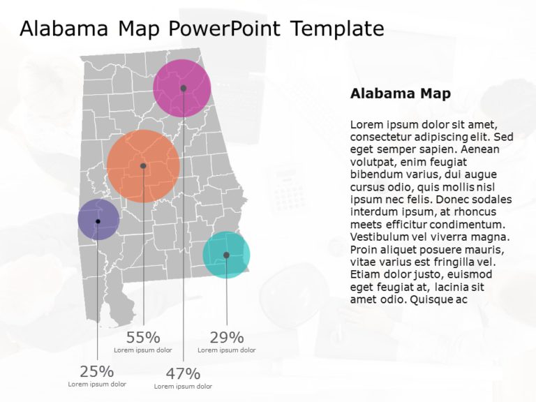Alabama Map 10 PowerPoint Template