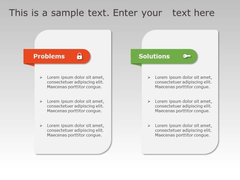 Gray and White Problem-Solution Comparison Layout with Icons Slide Template