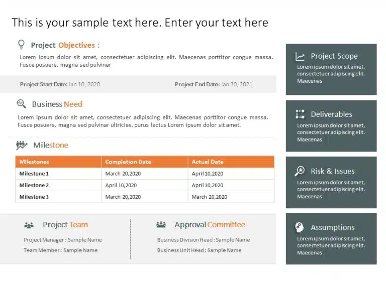 Project Charter for Project Managers PowerPoint Template