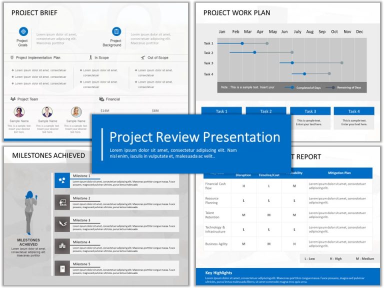 Project Status Review Deck PowerPoint Template