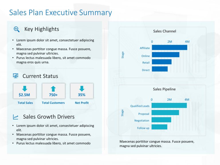 Sales Dashboard Executive Summary PowerPoint Template & Google Slides Theme