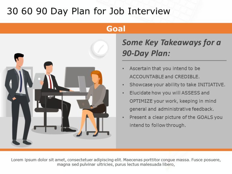 30 60 90 day job plan PowerPoint Template