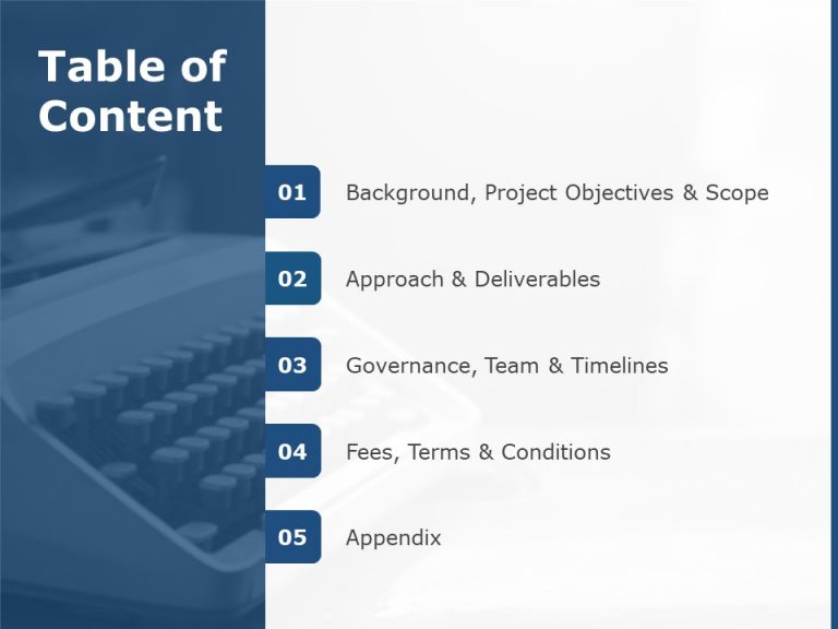 contents in powerpoint presentation