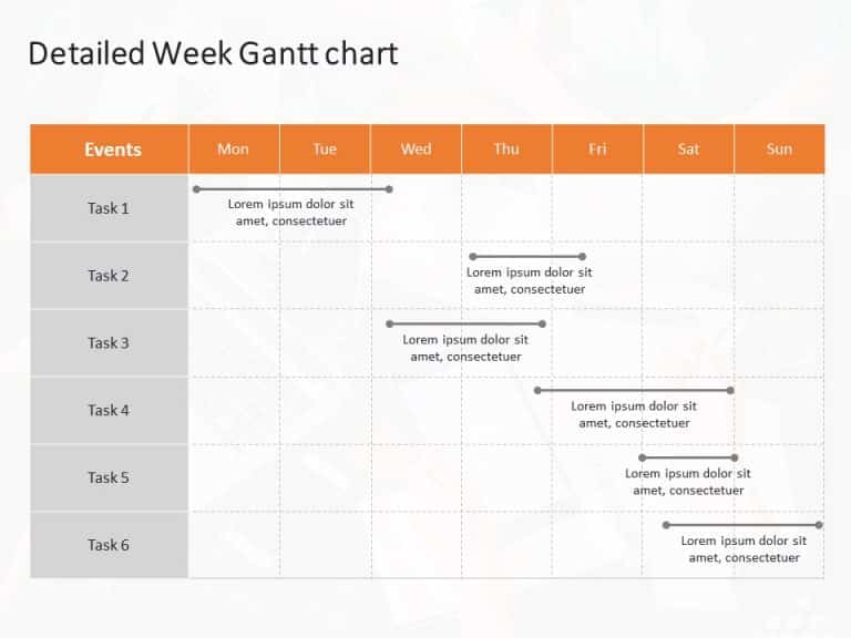 Weekly Gantt Chart PowerPoint Template 1