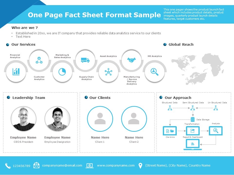 Blue Business Fact Sheet Layout for Data Analytics Overview ...