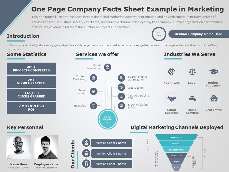 One Page Fact Sheet 07 PowerPoint Template