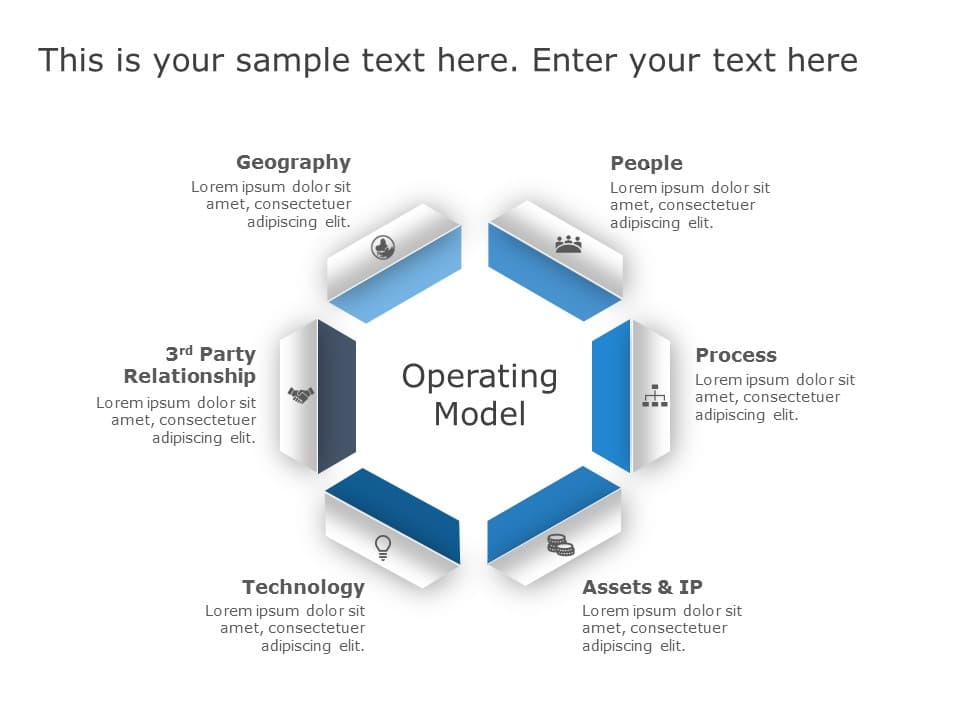 Vector Image Operating Model Animated Blue Hexagonal Operating Model Diagram Presentation Template