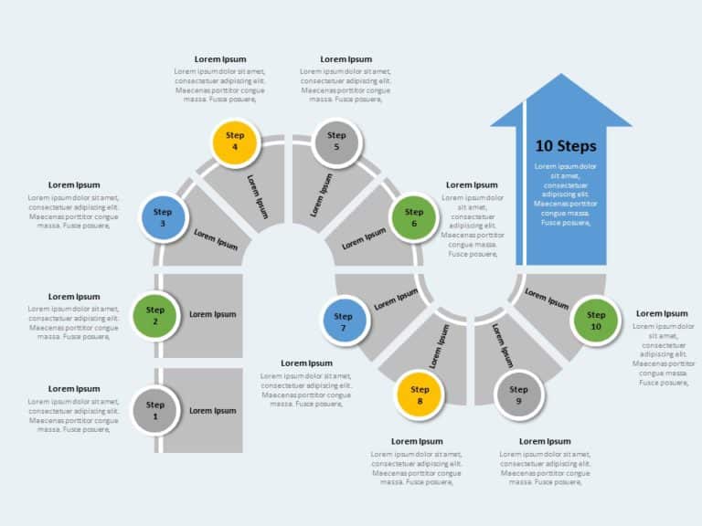 10 Steps Roadmap PowerPoint & Google Slides Template Theme