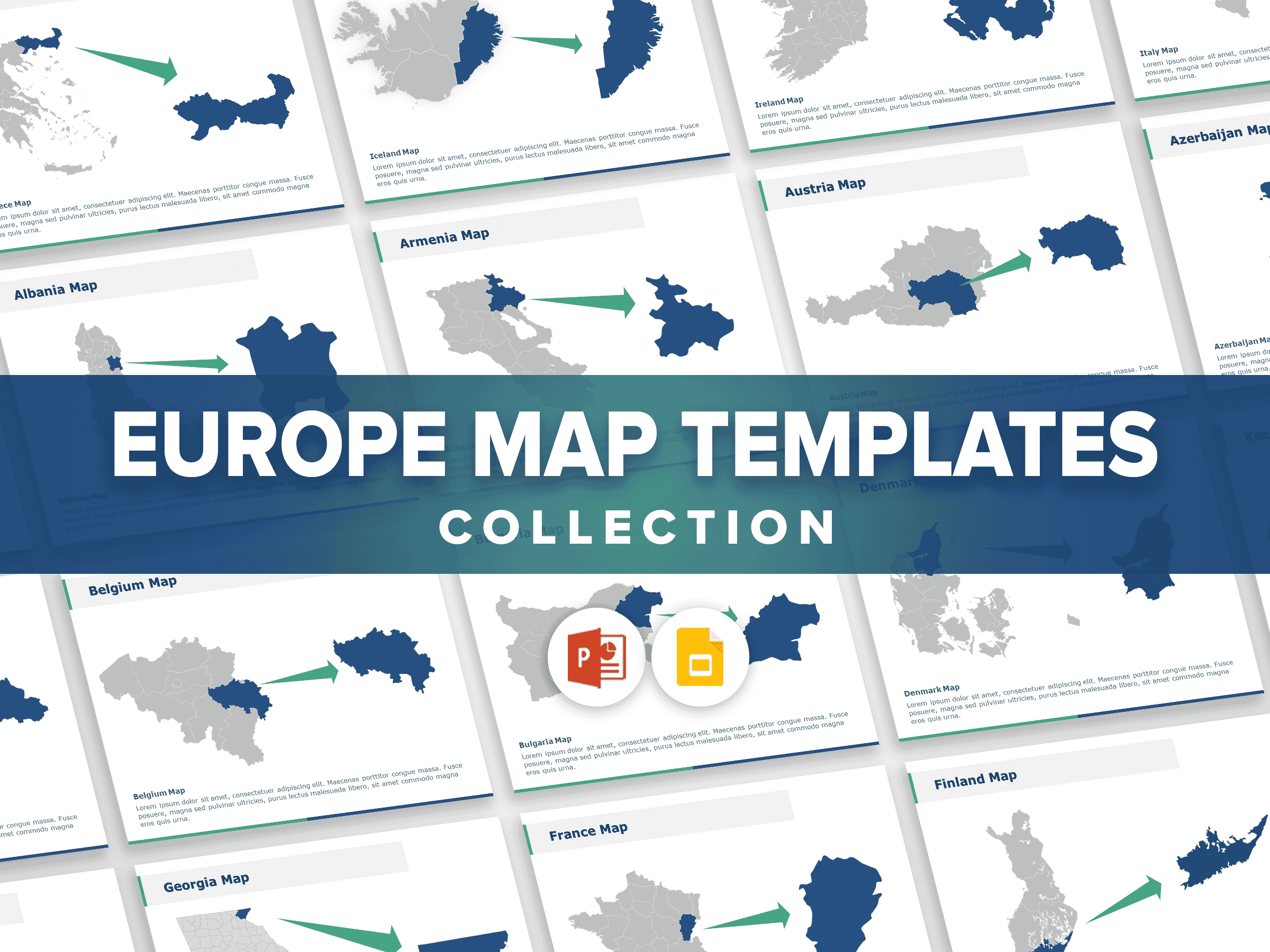 Maps of Europe With Countries For PowerPoint and Google Slides Theme