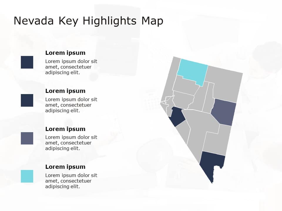 Nevada Map 4 PowerPoint Template