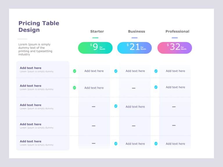 Modern Pricing Table PowerPoint Template