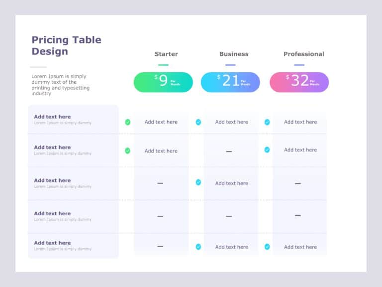 Modern Pricing Table PowerPoint Template & Google Slides Theme 1