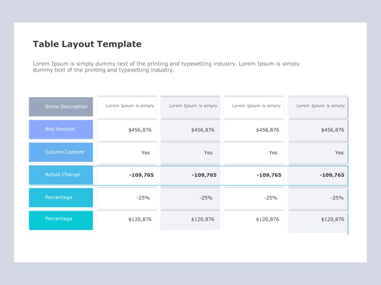 Finance Table PowerPoint Template