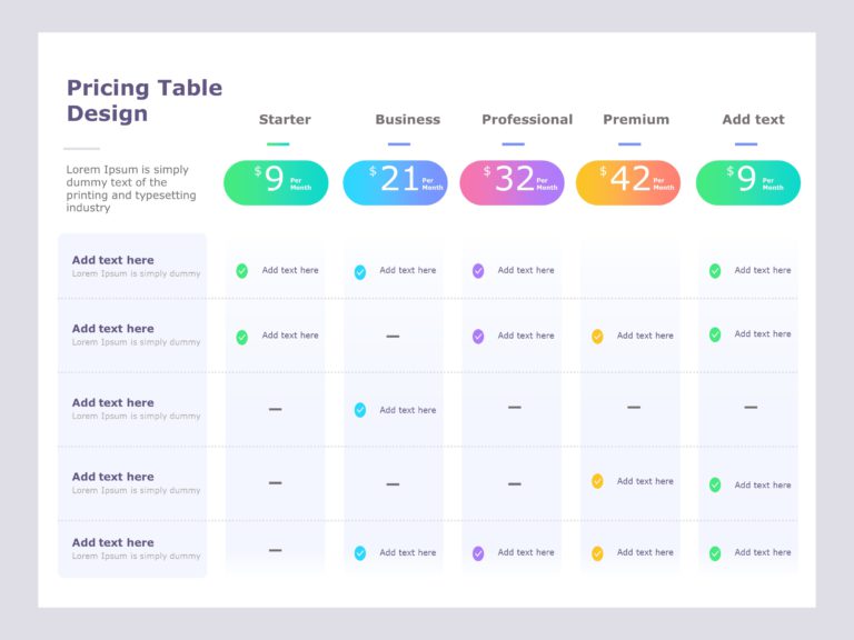 Modern Pricing Table PowerPoint Template & Google Slides Theme 2